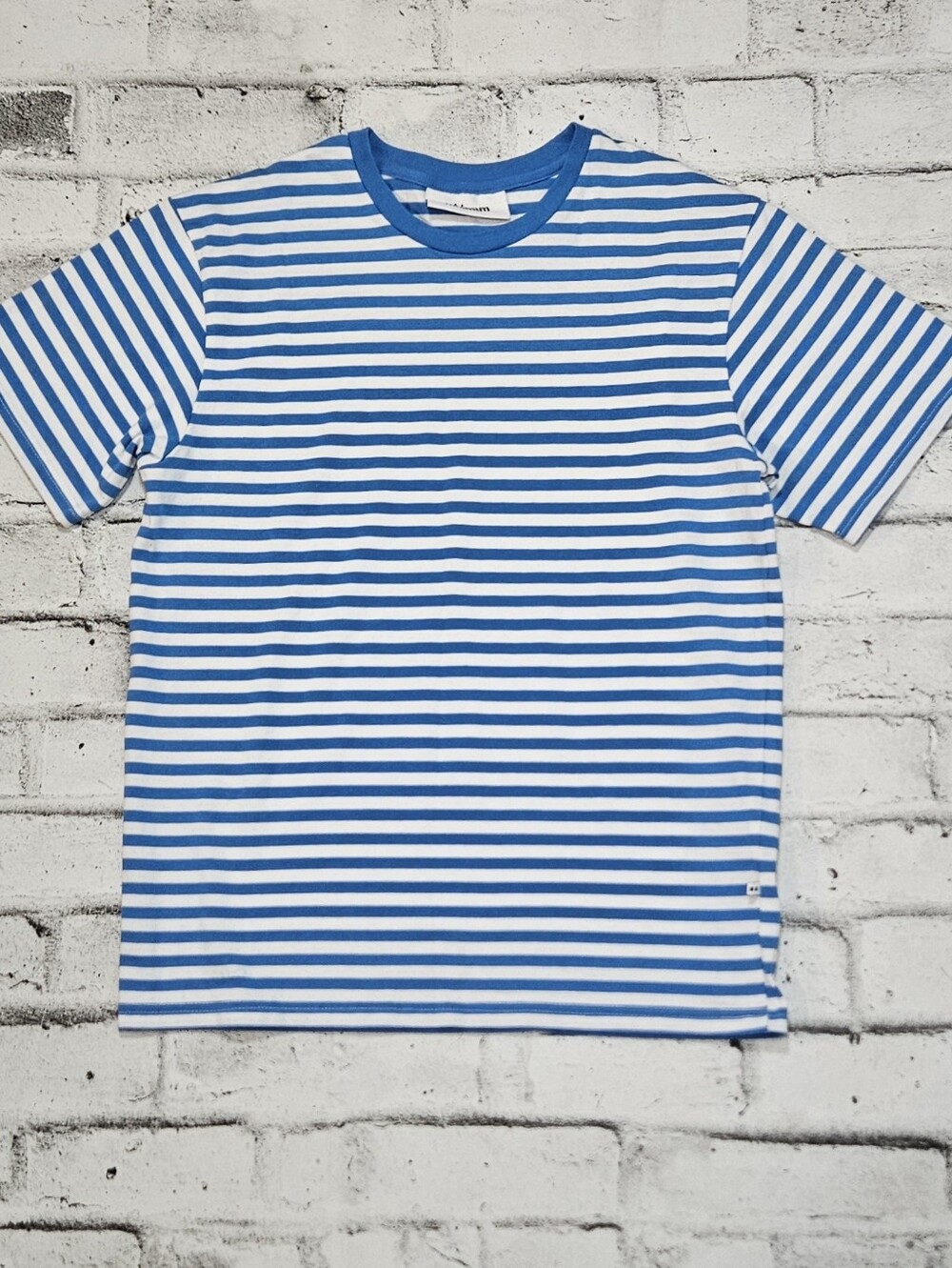 Minimum Blue White Striped Crewneck T Shirt Organic Cotton Size M
